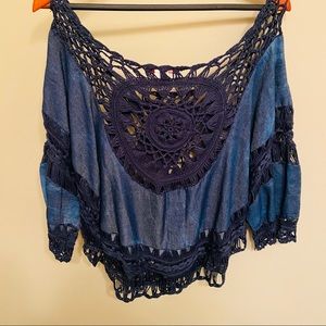 Crochet applique blouse
